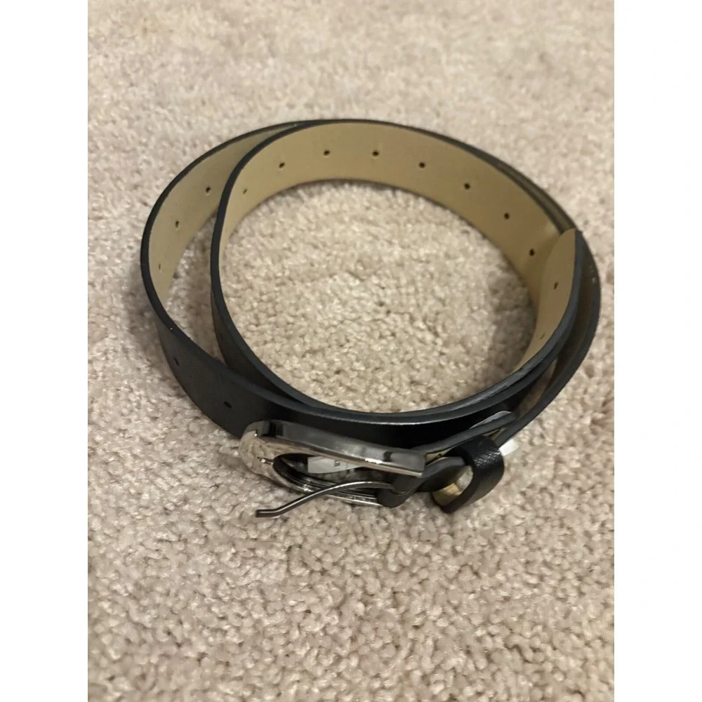 New Black XL Women's Belt With‎ Silver Buckle 44